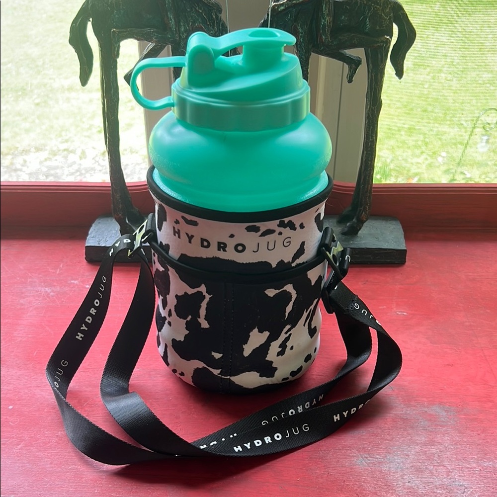 HydroJug Teal Bottle with Cow Print Carrier